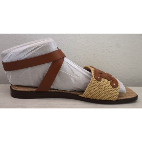 Sam Edelman Women's Sz 8.5M Brown Raffia Leather Ilsie Strappy Flat Sandals - Picture 6 of 10